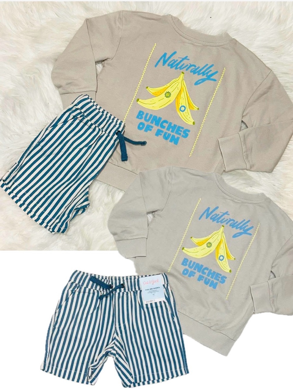 Banana sweatshirt and stripe shorts 4T & 5T